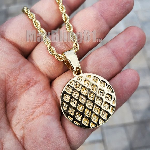 Iced Ying Yang Pendant & 4mm 24" Rope Chain Bling Hip Hop Gold Silver Necklace - Picture 4 of 6